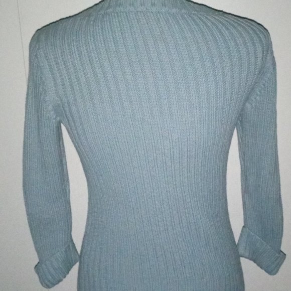 NEW Talbots Scoop Neck 3/4 Sleeve Sweater ICE Blue Petite - Picture 3 of 7